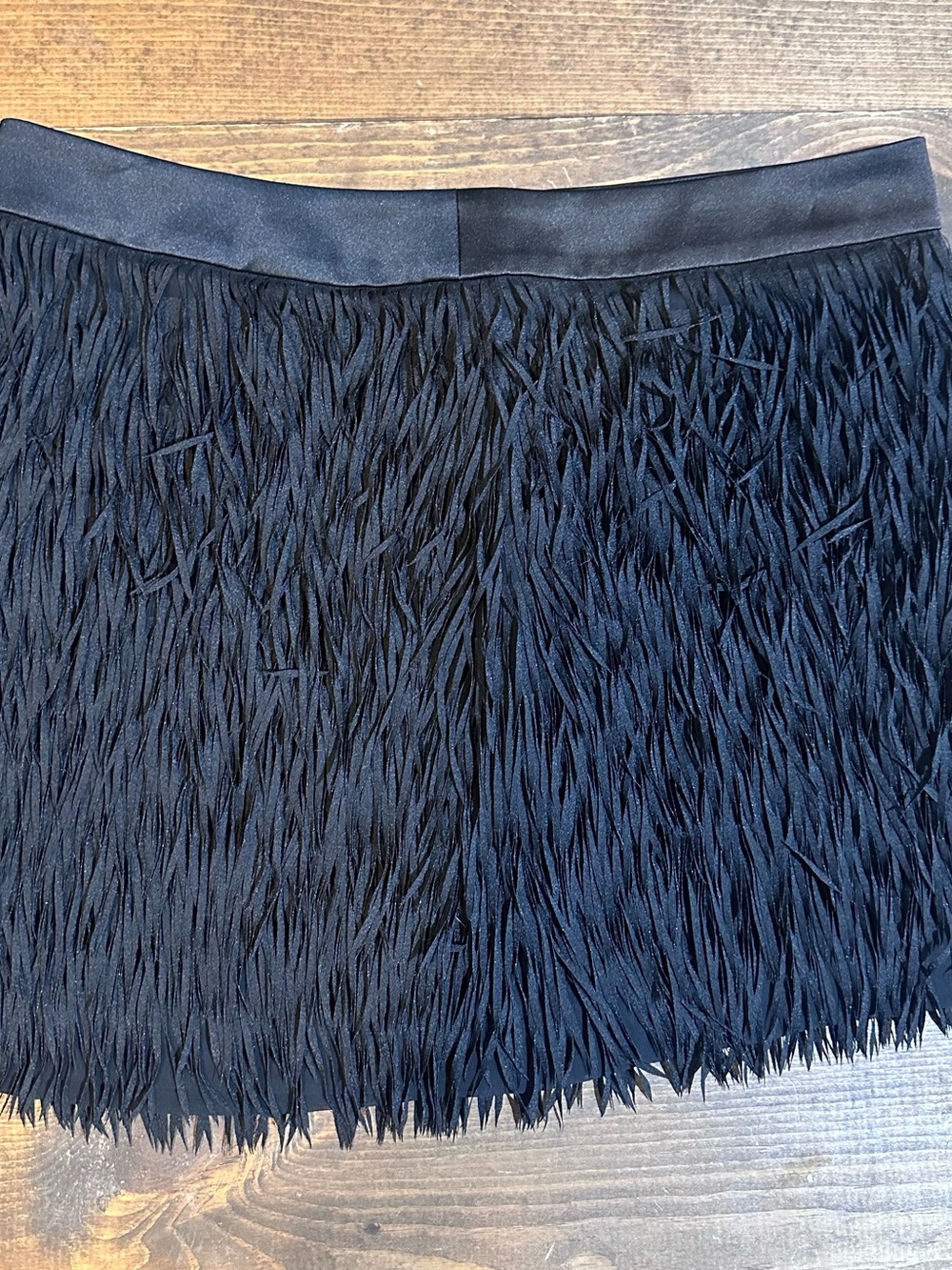 Express Black Fringe Mini Skirt